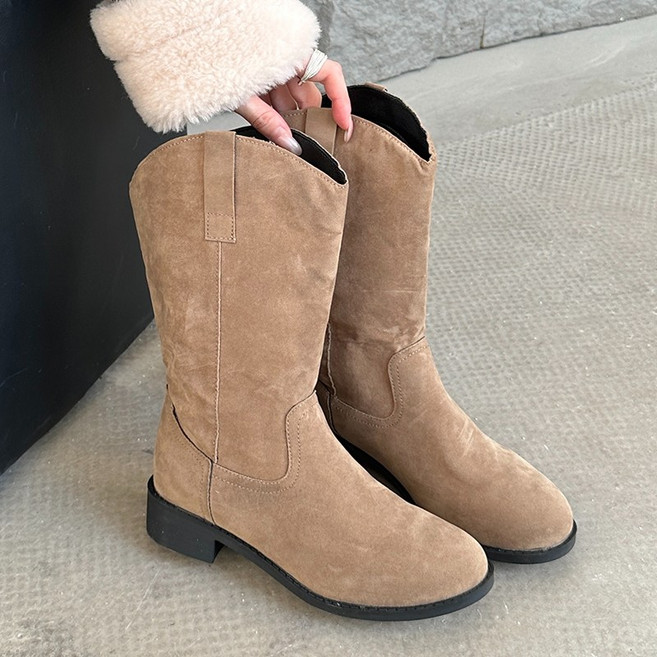 라블 통 큰 웨스턴 스타일 스웨이드 롱부츠 미들부츠 시리즈