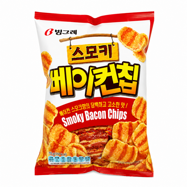 빙그레 스모키베이컨칩, 12개, 70g