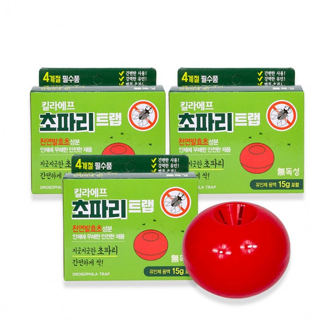 킬라에프 초파리트랩(1P)-3개 초파리유인제 초파리퇴치 벌레퇴치, 상세설명참조, 1ml