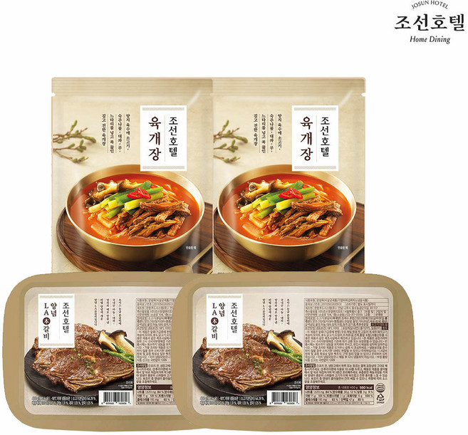 조선호텔 양념 LA갈비 (400g X 2팩 )+육개장 (730g x 2팩), 1세트