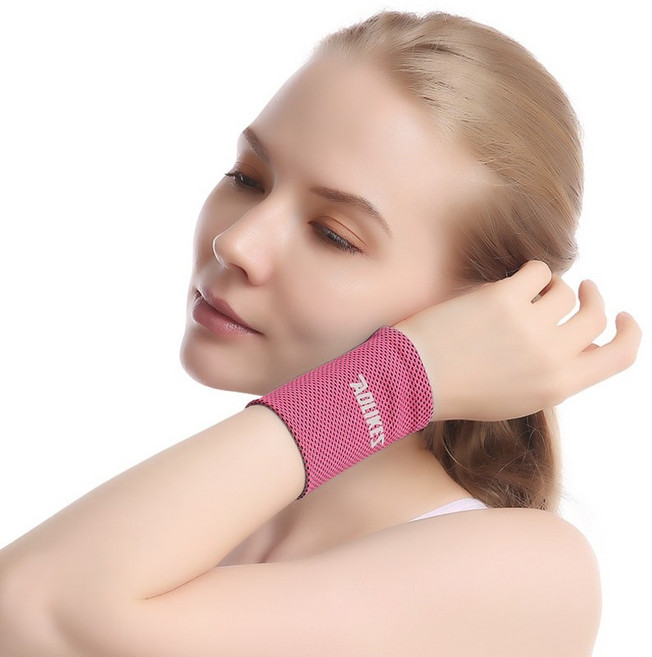 VEGA 스포츠 쿨링 손목밴드 아이스 타올형 땀흡수 운동 손목보호대 여름용, M, 핫핑크