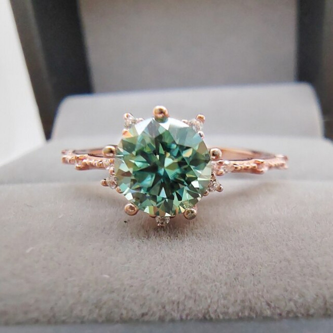 모이사나이트 인조다이아 Luomansi-1 캐럿 그린 블루 옐로우 핑크 반지 100%-S925 인증서 포함 여성 주얼리 결혼 기념일 파티 선물