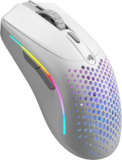 영광스러운 모델 O 2 미니 무선 게이밍 마우스: 슈퍼라이트 57g 최대 210시간 배터리 듀얼 2.4GHz 및 블루투스 5.2 26K 광학 센서 80M 클릭 프로그래밍 가능한, White
