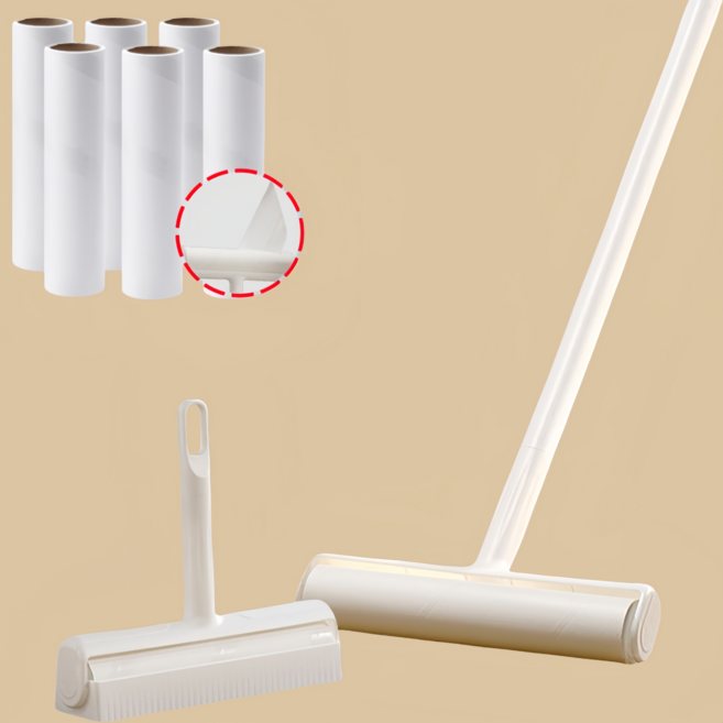 아이코지 초강력 사선컷팅 테이프크리너 길이조절 돌돌이 화이트+리필6개, 1개