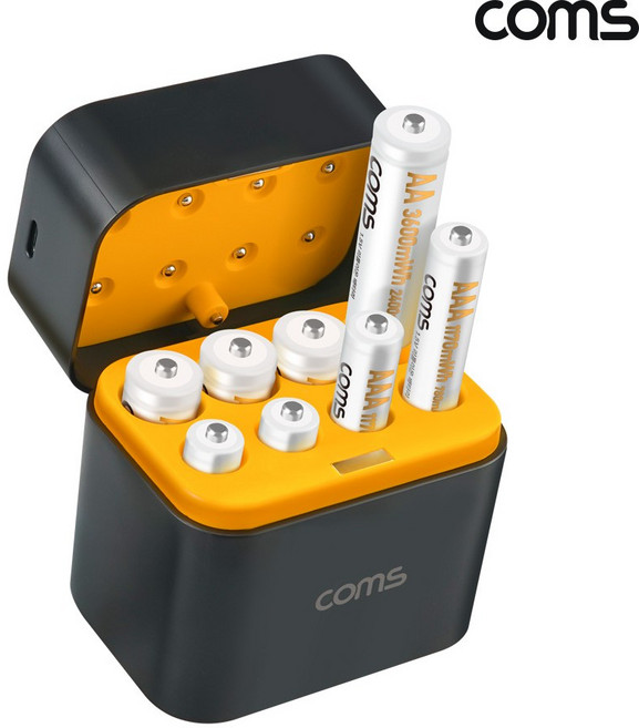 컴스 리튬이온배터리 8구 충전기 + AA 3600mWh 건전지 4p + AAA 1170mWh 건전지 4p 세트, 1세트, HA110