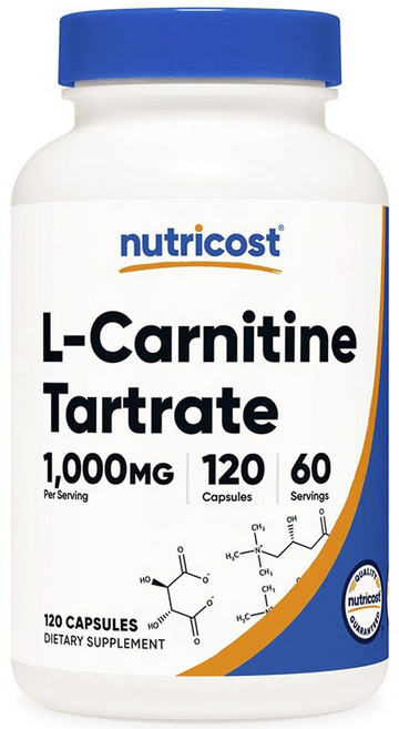 nutricost 左旋肉鹼酒石酸鹽補充膠囊 1000mg, 120顆, 1個
