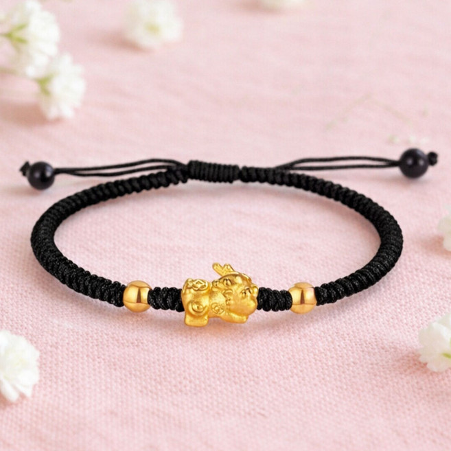 1+1 총2개 아기 비휴 소원 끈 재물 팔찌 / 행운 액막이 사업 불교 소망 염원 상승 운 복 염주 호안석 원석 천연석 자수정 흑요석 오닉스 기부 삼재