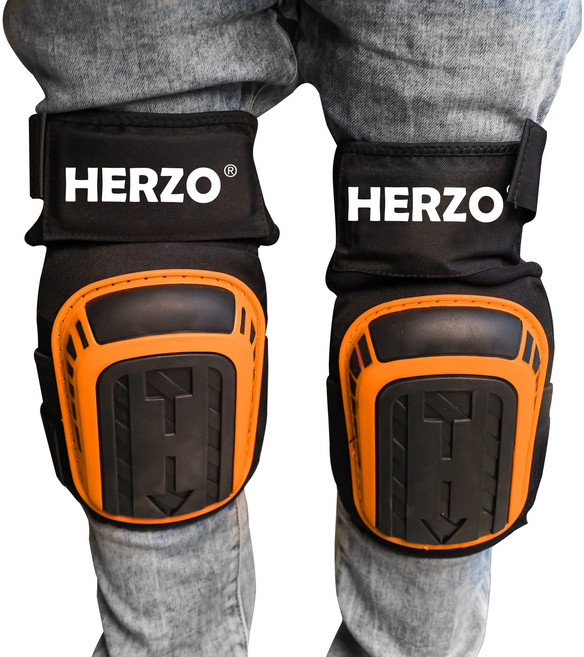 HERZO 작업용 무릎보호대 하드쉘 타일 현장 시공 산업용 2P, 1개, 오렌지
