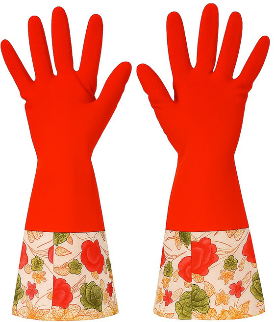 프리미엄 기모 고무장갑x5세트, 레드, 5세트