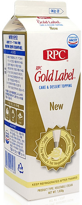 [성진] 뉴골드라벨 1030g 생크림/식물성/가당/휘핑크림 (아이스박스 포장상품), 1.03kg, 1개