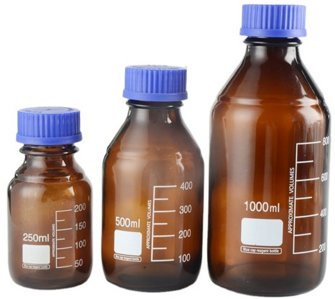실험실 유리 시약병 갈색 나사 유리 시약병 50ml 100ml 250ml 500ml 1000ml, 04 500ml