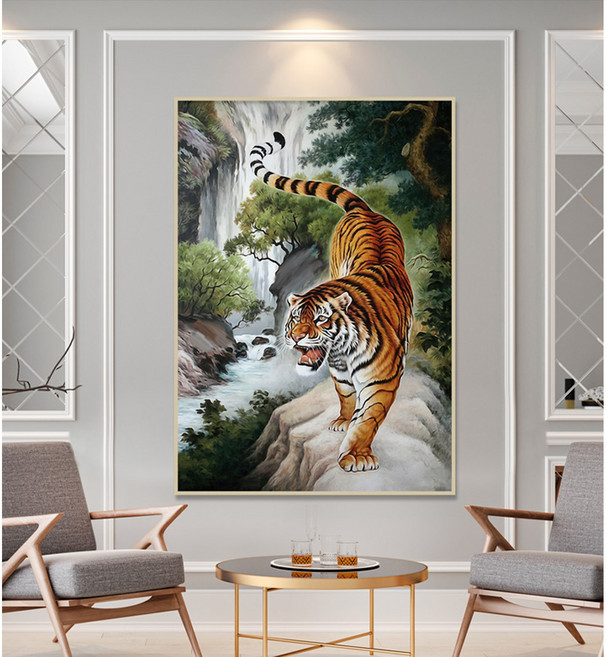 [딘아트] 호랑이 그림 11종 대형액자 성공을 부르는 액운막이 거실 캔버스 인테리어 액자 개업 선물, 8. 아트효과 범작품, 우드
