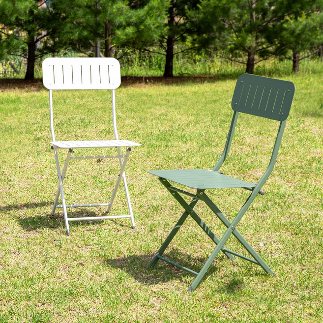 파브 체어 야외 접이식 철재 카페 간이 식탁 의자, 화이트, 1개