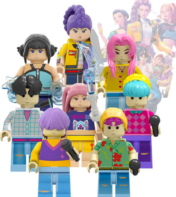 FunKKU 케이팝 데몬 헌터스+사자 보이즈 캐리터 피규어 블록 8종 블럭세트 어린이날선물, 1세트