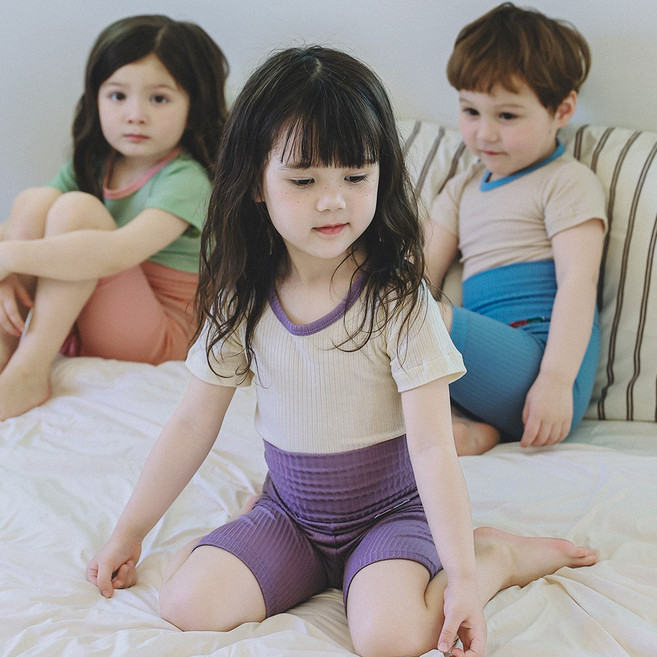 더맨디쿠팡 샤벳 5부 유아 배앓이방지 실내복