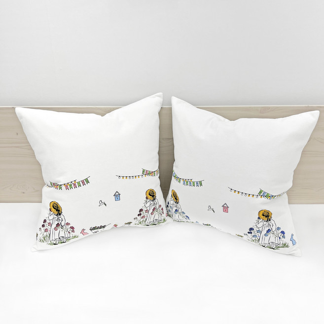 광목 쿠션 방석커버 - 국내생산 순면20수 바이오워싱 광목 [꽃밭정원]