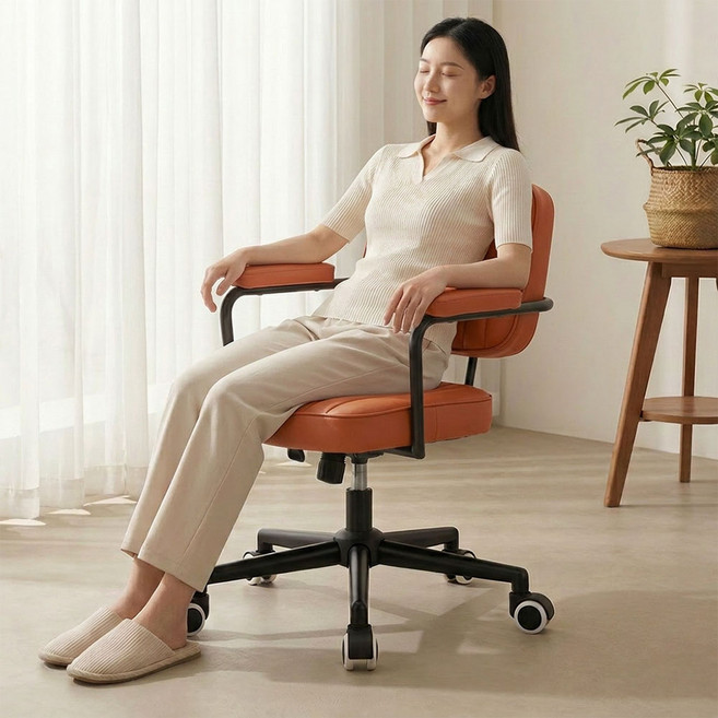 Comfy Nest 사무용 컴퓨터 의자 책상의자 회의실, 브라운