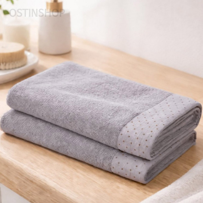 30수 도트 순면타월 그레이 비치타월 수영장 물놀이 리조트 모텔 팬션