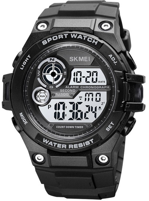 군인 훈련소 방수 시계 10기압 S-1759 선물케이스 세트, 블랙