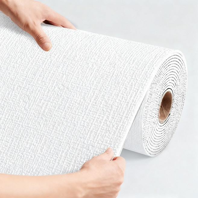 Fowod 대용량 롤 접착식 벽지 방수방습방곰팡이 시트지 단열 시트지, 흰색