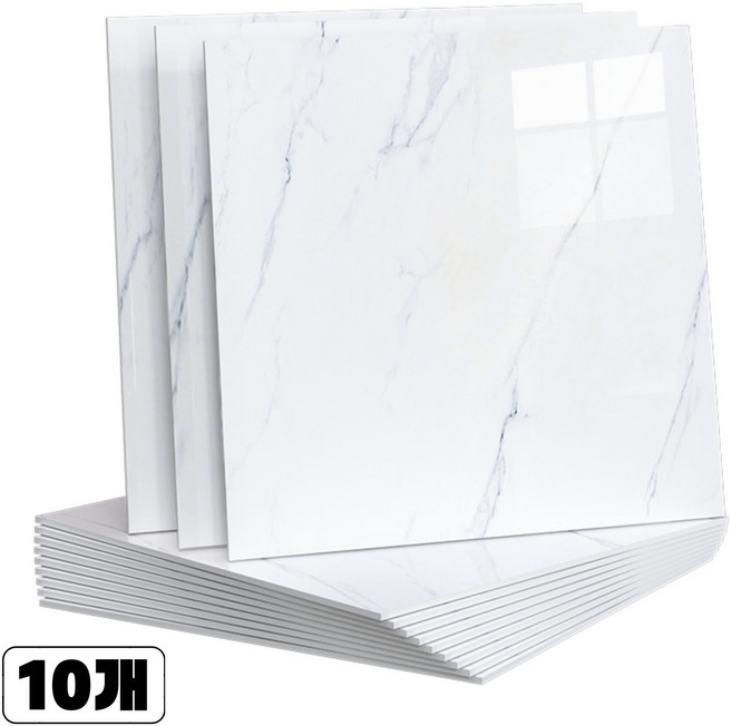 에이제이케이 [정품] 붙이는 대리석 벽지 주방 거실 화장실 욕실 폼블럭 데코 타일시트지 1세트 10개, 실크 화이트