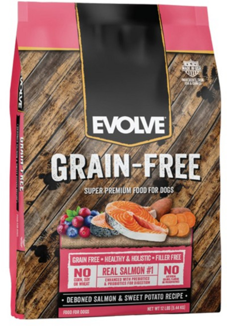 EVOLVE 전연령 그레인프리 독 건식사료, 연어, 5.44kg, 1개