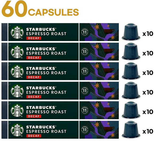 스타벅스 디카프 에스프레소 로스트 네스프레소 캡슐커피, 5.7g, 10개입, 6개