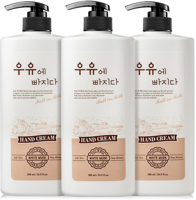 우유에빠지다 우유 핸드크림 대용량 500ml 산양유함유, 3개