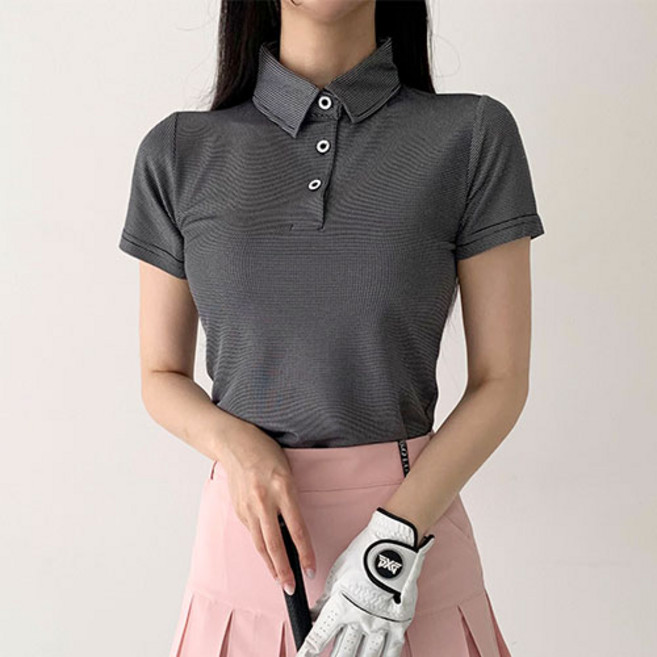 [순이야] 여성 잔체크 카라 반팔