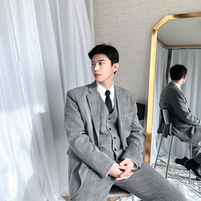 미로체크 수트 셋업 3피스 남자 정장 (2color)