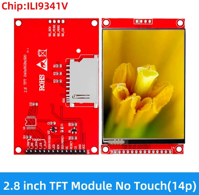 2.8인치 240x320 SPI TFT LCD 디스플레이 모듈(PCB 어댑터 및 마이크로 SD 슬롯 포함) - ILI9341/ST7789V, 01 ILI9341