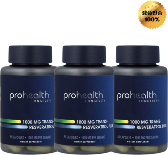 2+1 프로헬스롱제비티 트랜스 레스베라트롤 플러스 1 000mg 캡슐 60정, 3개