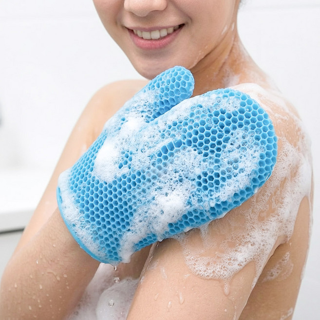 이응이응 TPU 벌집 샤워글러브 반영구 각질 케어, 1개, 1개입, 블루