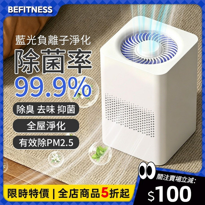 負離子空氣清淨機 空氣淨化器 淨化除臭 殺菌99.9% 有效除PM2.5 房間除臭 除油漆味 除甲醛 除煙味, 雅典白, EP64034WH