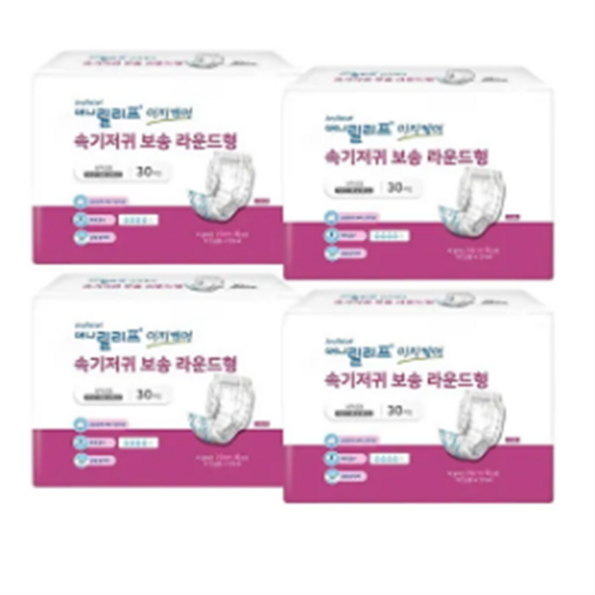 애니릴리프 이지케어 시니어(남여공용) 속기저귀 보송 라운드형 30매입 4팩