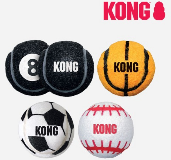 콩 KONG 에어독 스포츠 볼 미니 소 중 대 강아지 공 놀이 장난감 새끼 대형견 콩토이, 1개