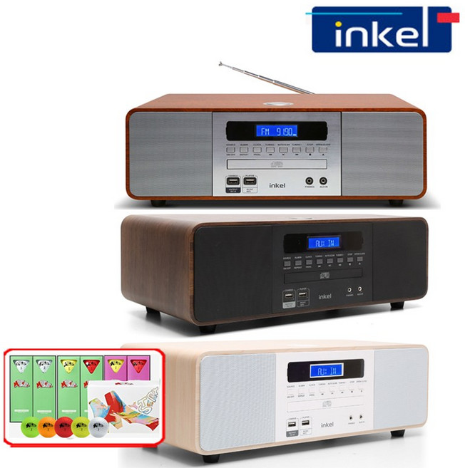 [[이벤트]] 인켈 IK-A360CD 블루투스 오디오 CD플레이어 FM 라디오, 실버 / 메이플