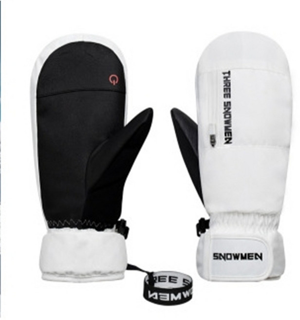 손모아 겨울 스키 장갑 방수 방한 보온 스노우 보드 벙어리 글러브, 화이트, 1세트