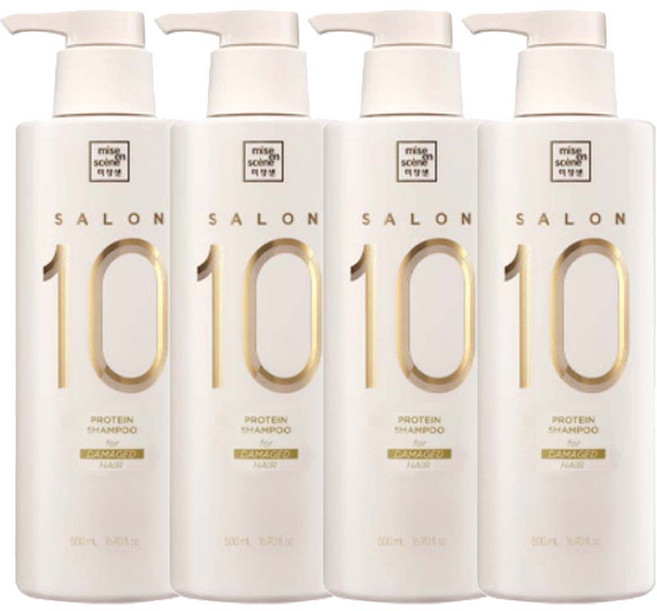 미쟝센 살롱 10 단백질 샴푸 손상모발용, 500ml, 4개