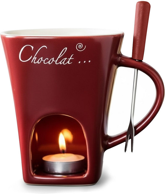 루루이즈 초콜릿 치즈 퐁듀 멜팅 머그잔 홈 파티 퐁듀팟, 1개, 레드퐁당