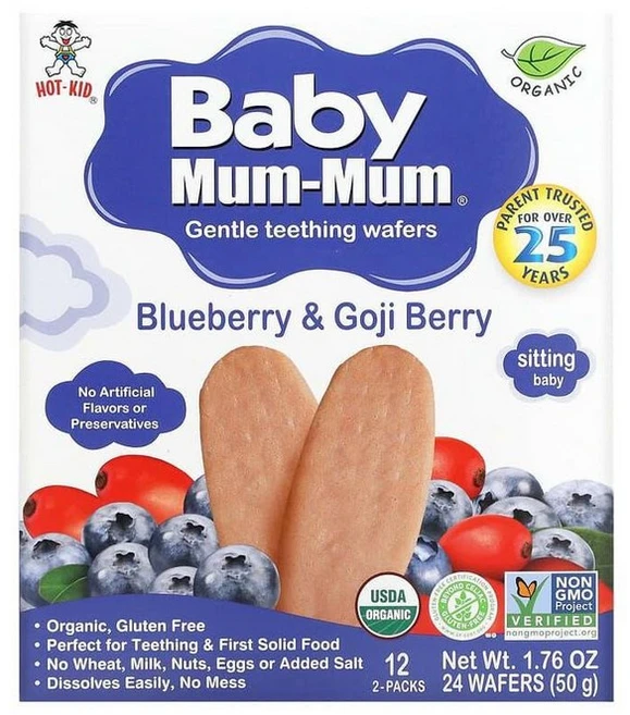 핫키드 베이비 멈멈 젠틀 티씽 웨이퍼 블루베리 고지 베리 50g 2개 - 쿠팡