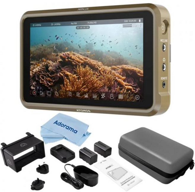 아토모스 닌자 5인치 터치스크린 레코딩 모니터 1980x1080 4K HDMI 입력 - 전원 키트 번들 마이크로파이버 천 포함, 1개