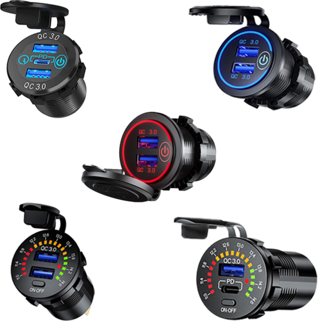 KDsafe 고속충전 매립형 시거잭 QC3.0 PD USB충전기 DIY소켓 차량용 보트, 매립형 시거소켓 연장케이블, 1개