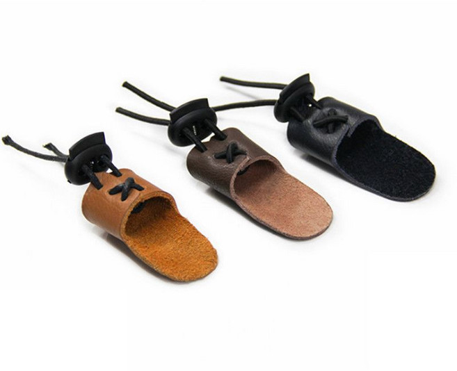 弓箭護指護臂護具 傳統射箭器材 真皮射箭手套, 1個, 傳統扳指 黑色