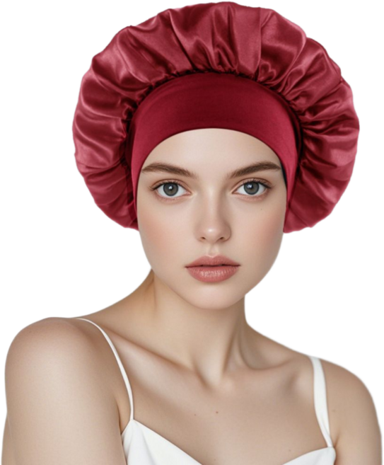스타일포유 실크 수면 헤어캡, 1개, 로즈레드