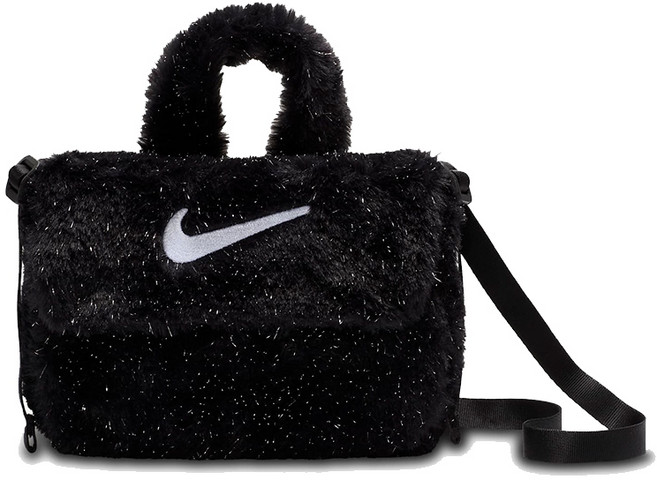 NIKE 金蔥毛絨 迷你小包, 黑