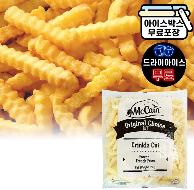 에이치에이유통 맥케인 초이스 크링클컷 2kg 대용량 주름감자 감자튀김 안주 간식, 1개