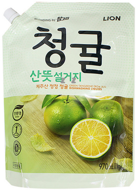DNI2358 IS 참그린 청귤 산뜻 설거지 970ml (리필), gc 1
