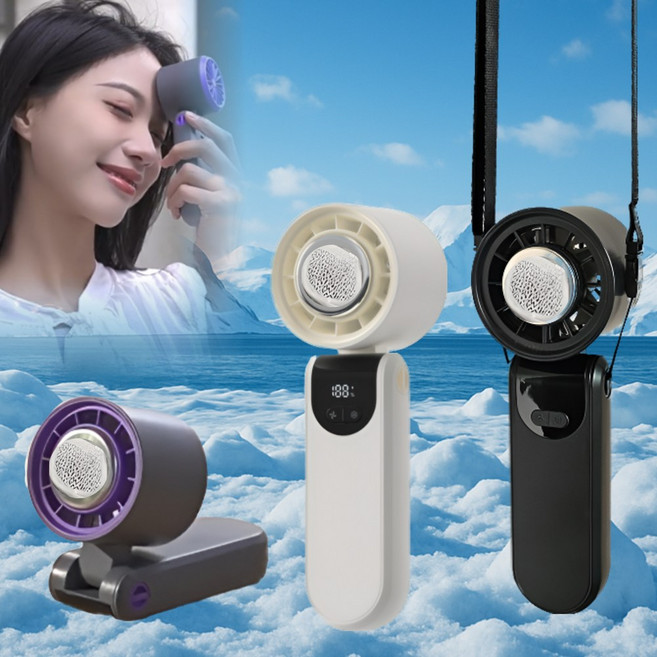 NEW 26년 리앤리 휴대용 급속냉각 토네이도 BLDC 100단 저소음 목걸이 선풍기, 화이트