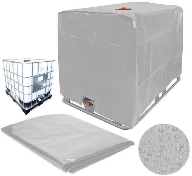 210D IBC 토트 커버 1000L 275 갤런 물탱크 방수 보호, 01 zipper 275 Gallon, 07 No zipper 275 silver